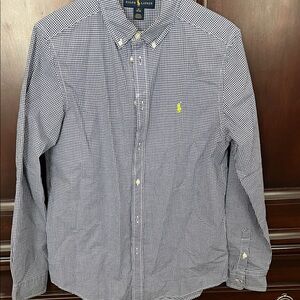 Ralph Lauren Kids Navy and White Checkered Button Down Shirt